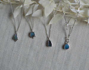 Australian boulder opal necklaces hand made in sterling silver.