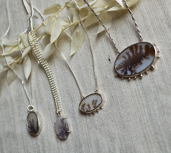 White Dendritic Agate Necklace