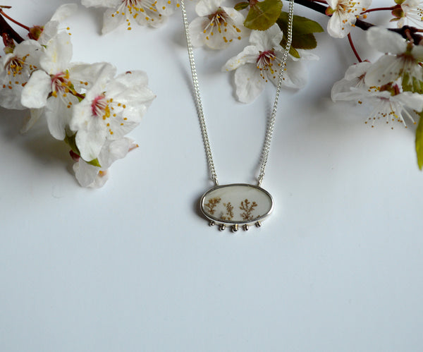 White Dendritic Agate Necklace