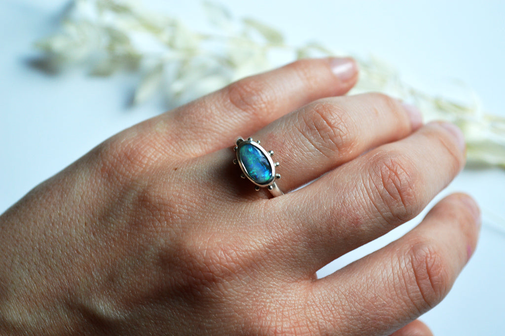 Oval Australian Opal Engagement Ring - Carter – Sunday Island Jewelry