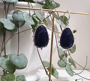 Sodalite Drop Earrings set in sterling silver